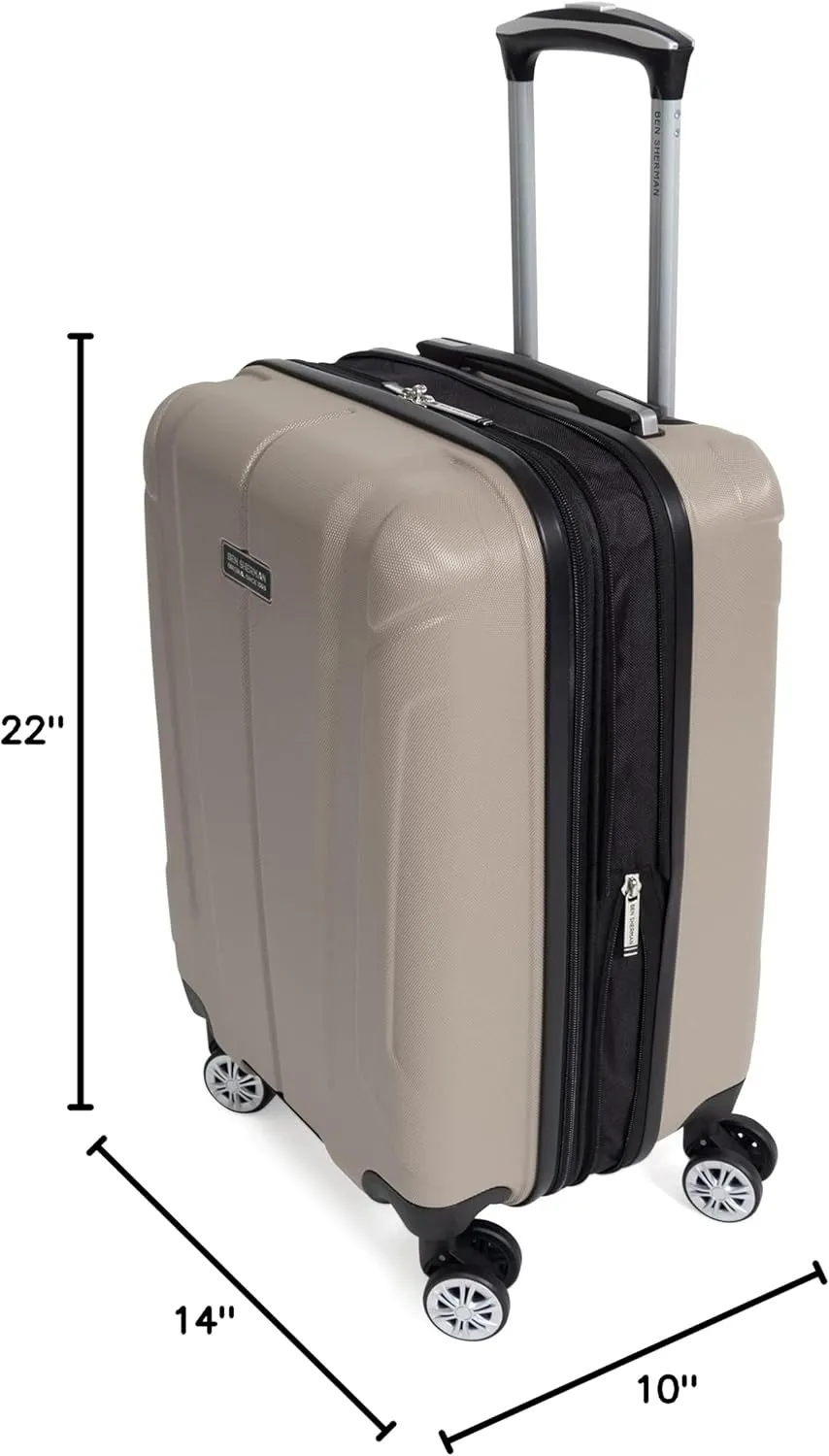 Ben Sherman Derby Spinner Travel Upright Luggage, Champagne, 20-Inch Carry On