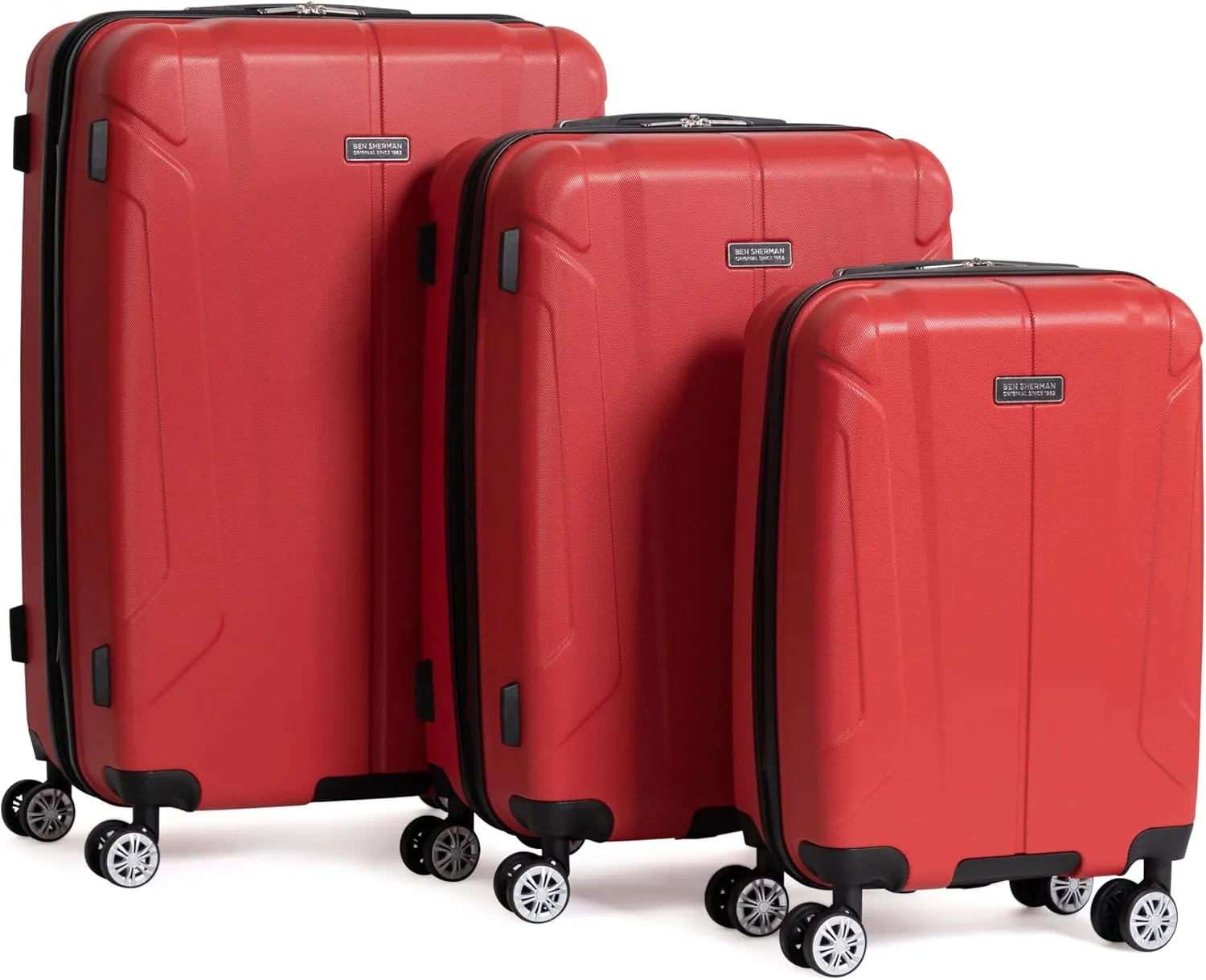 Ben Sherman Derby Spinner Travel Upright Luggage, Lipstick Red, 3-Piece Set (20"/24"/28")