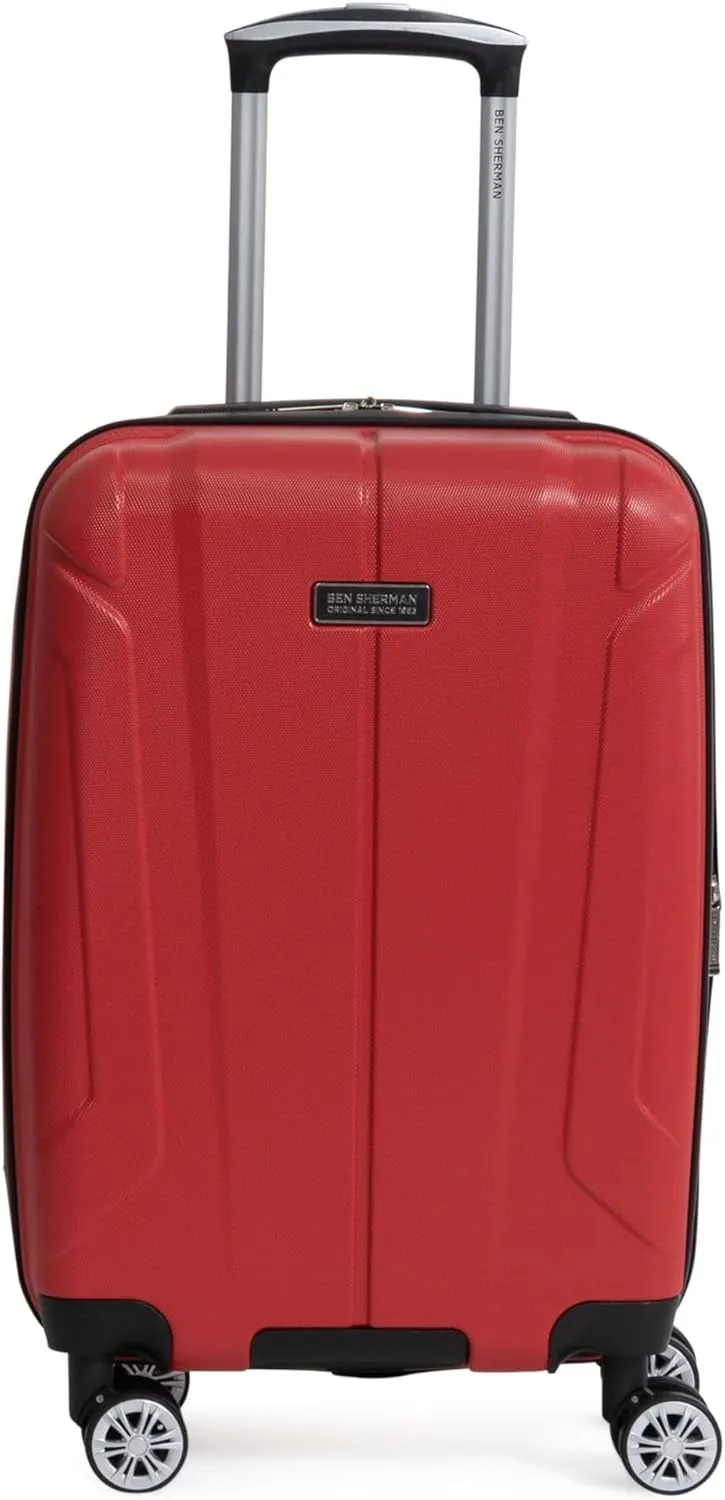 Ben Sherman Derby Spinner Travel Upright Luggage, Lipstick Red, 3-Piece Set (20"/24"/28")