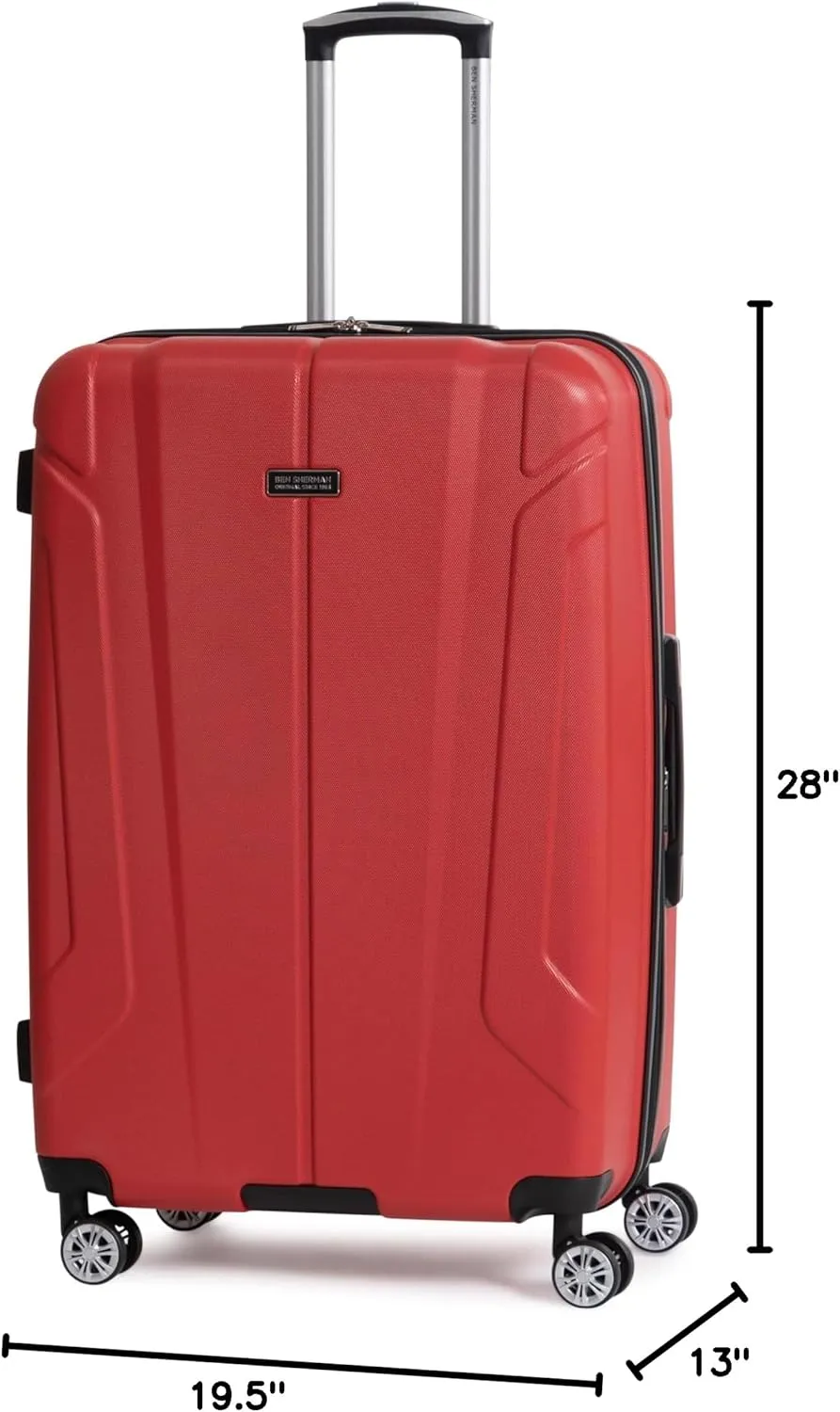 Ben Sherman Derby Spinner Travel Upright Luggage, Lipstick Red, 3-Piece Set (20"/24"/28")