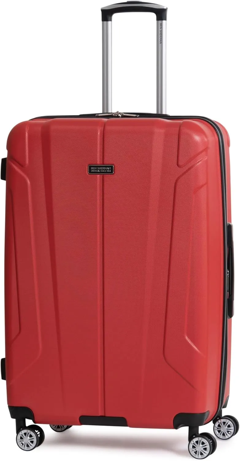 Ben Sherman Derby Spinner Travel Upright Luggage, Lipstick Red, 3-Piece Set (20"/24"/28")
