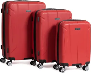 Ben Sherman Derby Spinner Travel Upright Luggage, Lipstick Red, 3-Piece Set (20"/24"/28")
