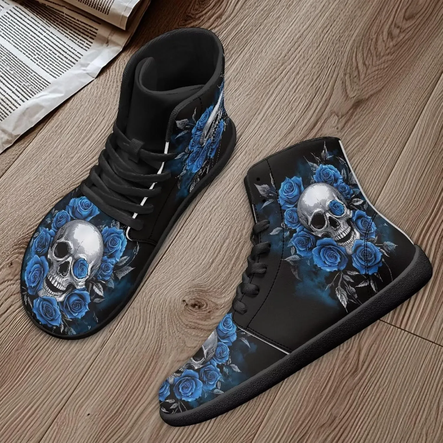 Binienty Men Women High Top Barefoot Shoes Lace Up PU Leather Sneaker Anti Slip