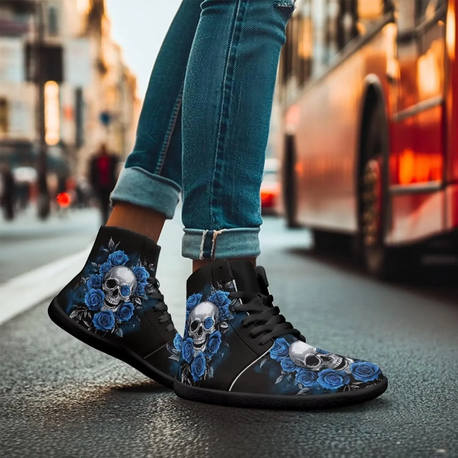 Binienty Men Women High Top Barefoot Shoes Lace Up PU Leather Sneaker Anti Slip
