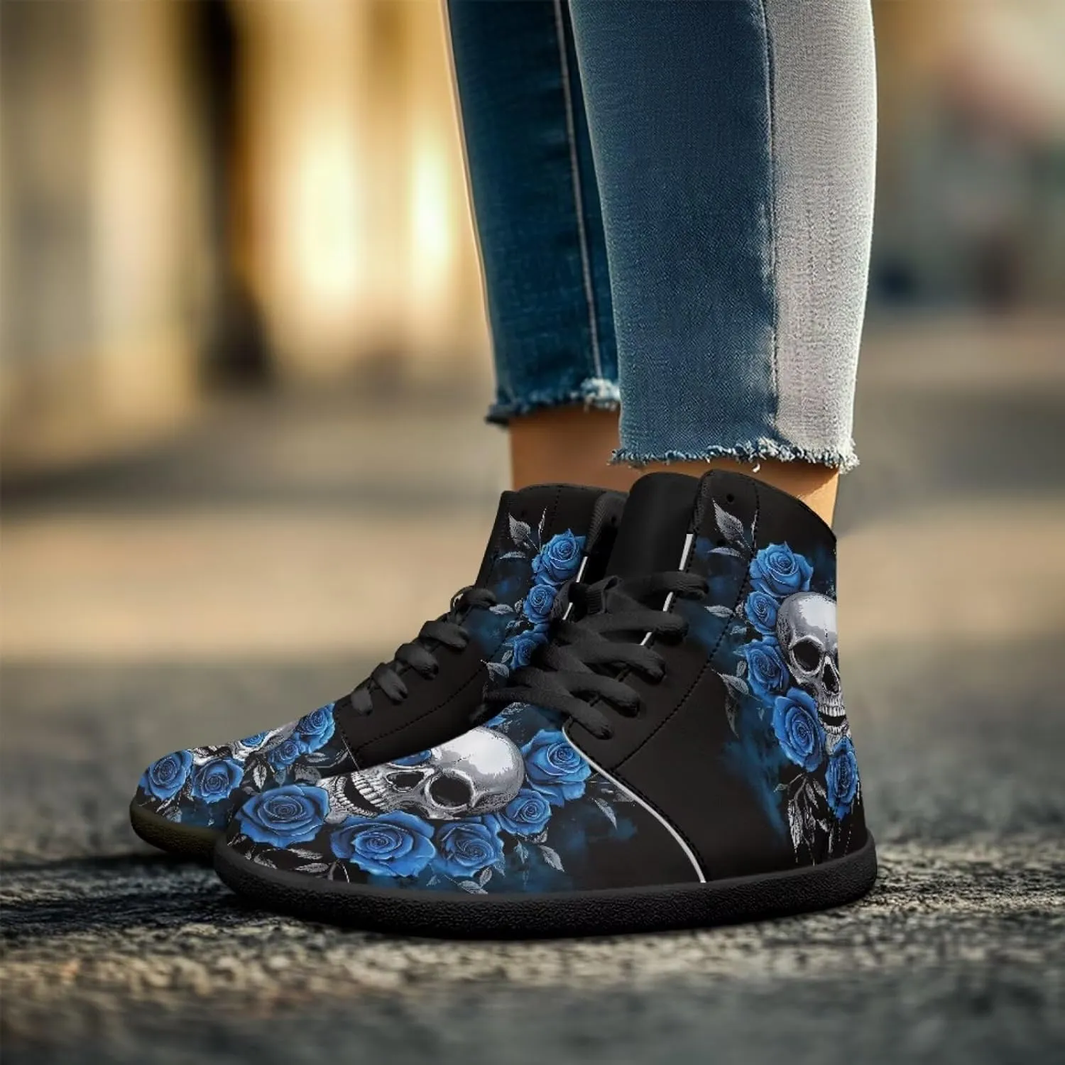 Binienty Men Women High Top Barefoot Shoes Lace Up PU Leather Sneaker Anti Slip