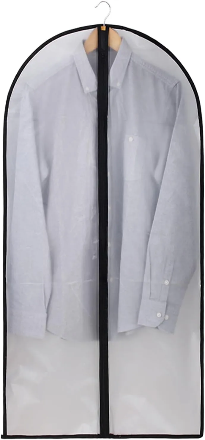 Black Edging Clear Garment Bags Dustproof Garment Covers Breathable Clothes Cover Frosted Washable Anti-crease Hanging Clothes Bag(60x140cm/24x55in)