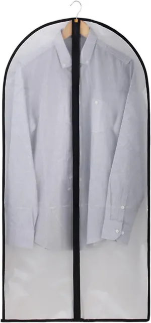 Black Edging Clear Garment Bags Dustproof Garment Covers Breathable Clothes Cover Frosted Washable Anti-crease Hanging Clothes Bag(60x140cm/24x55in)