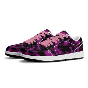 Black Pink Camouflage Low Top Leder Sneaker für Herren
