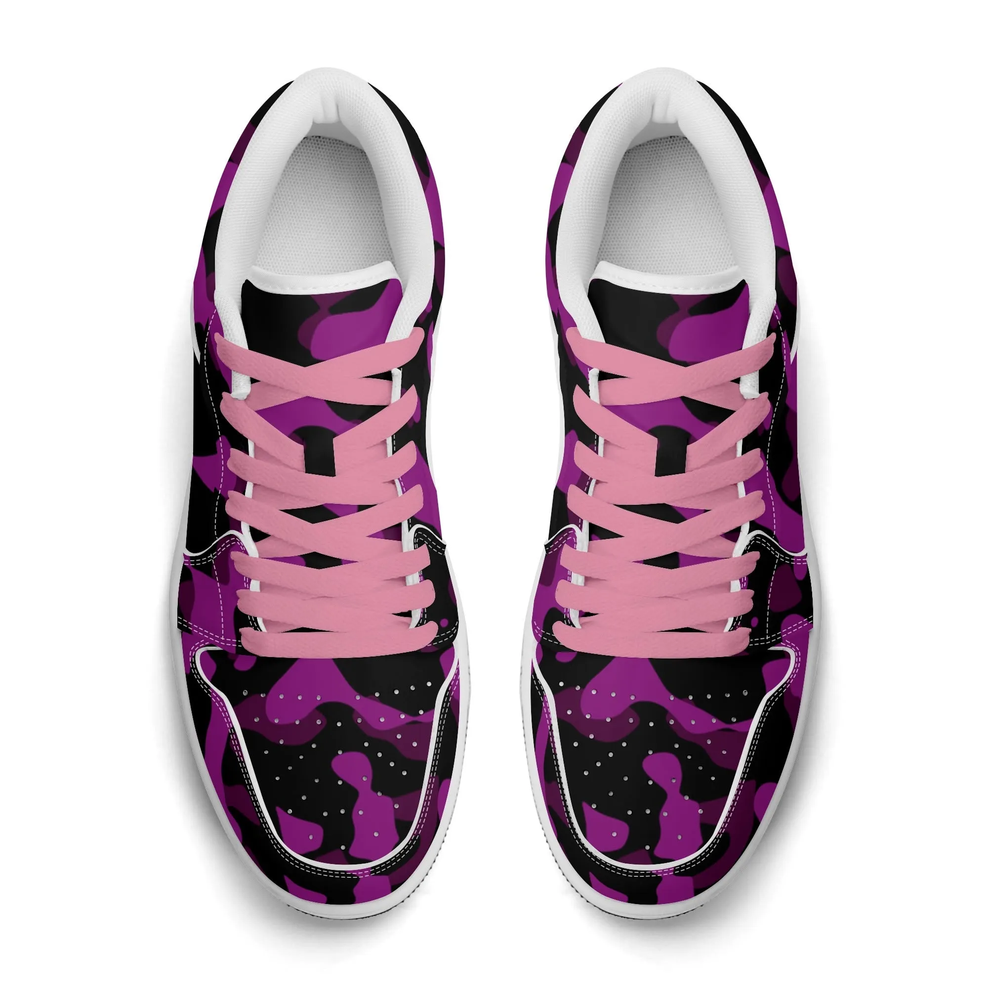 Black Pink Camouflage Low Top Leder Sneaker für Herren