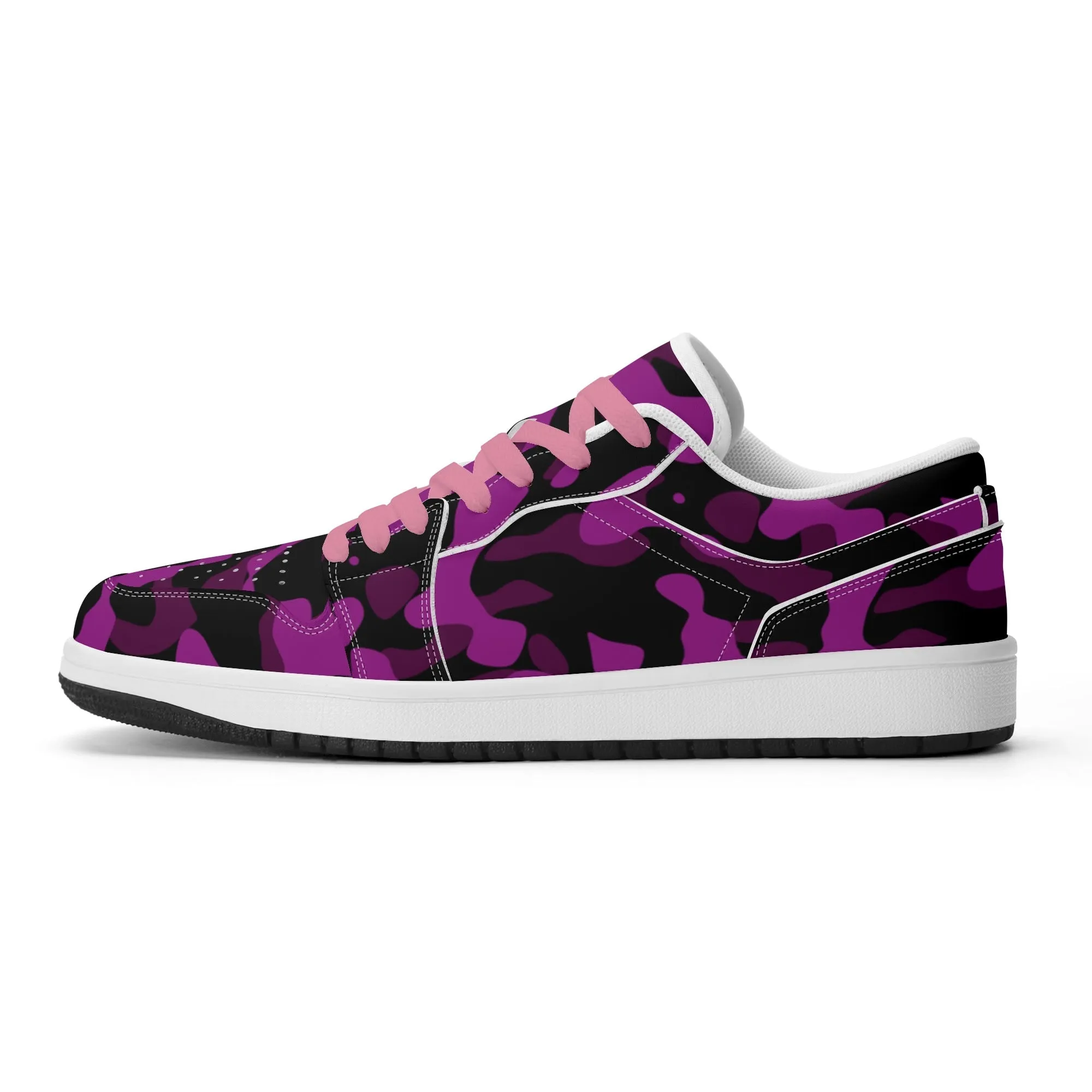 Black Pink Camouflage Low Top Leder Sneaker für Herren