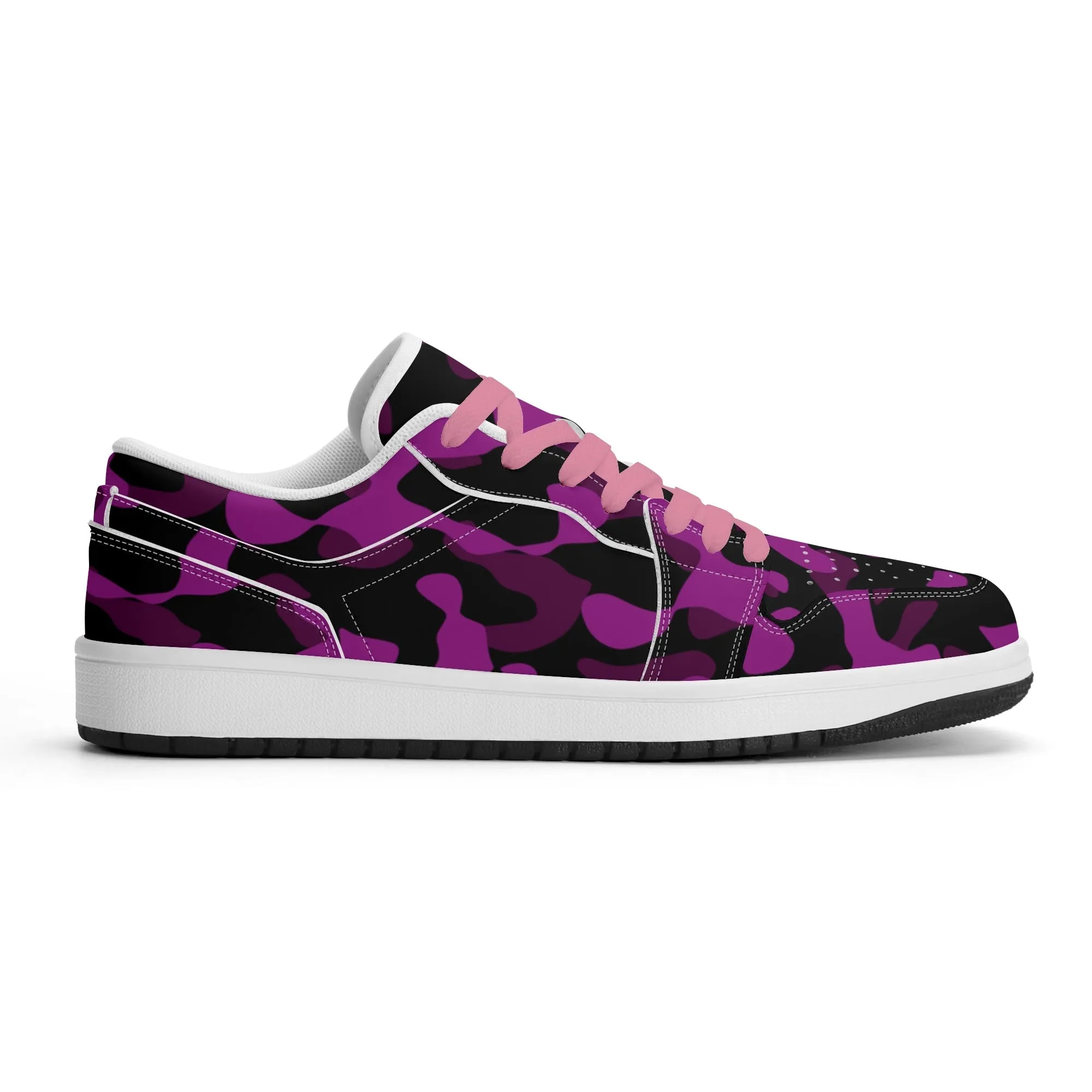 Black Pink Camouflage Low Top Leder Sneaker für Herren