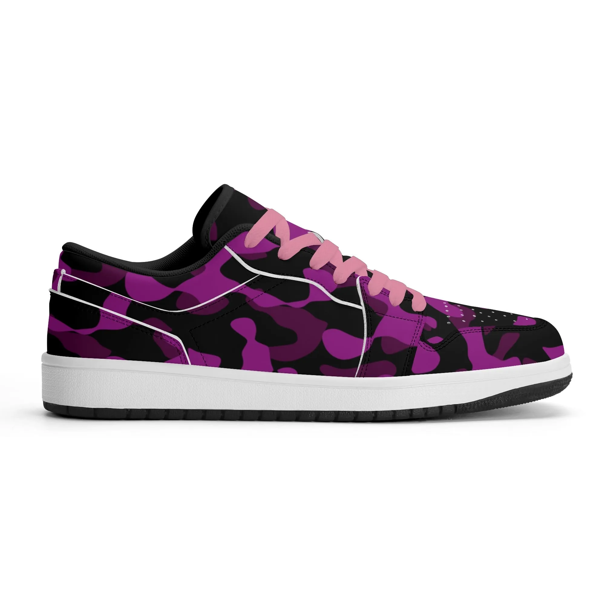 Black Pink Camouflage Low Top Leder Sneaker für Herren