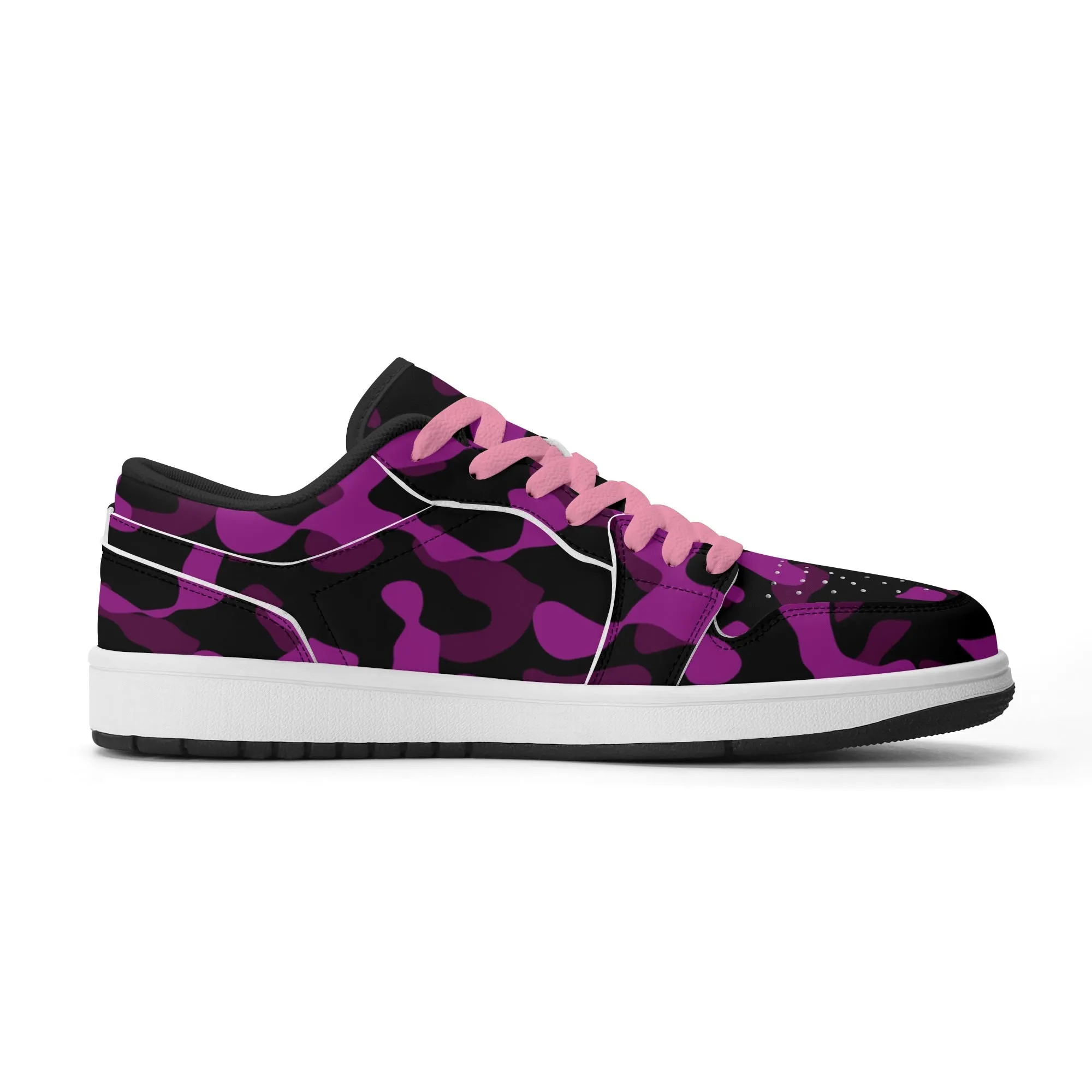 Black Pink Camouflage Low Top Leder Sneaker für Herren