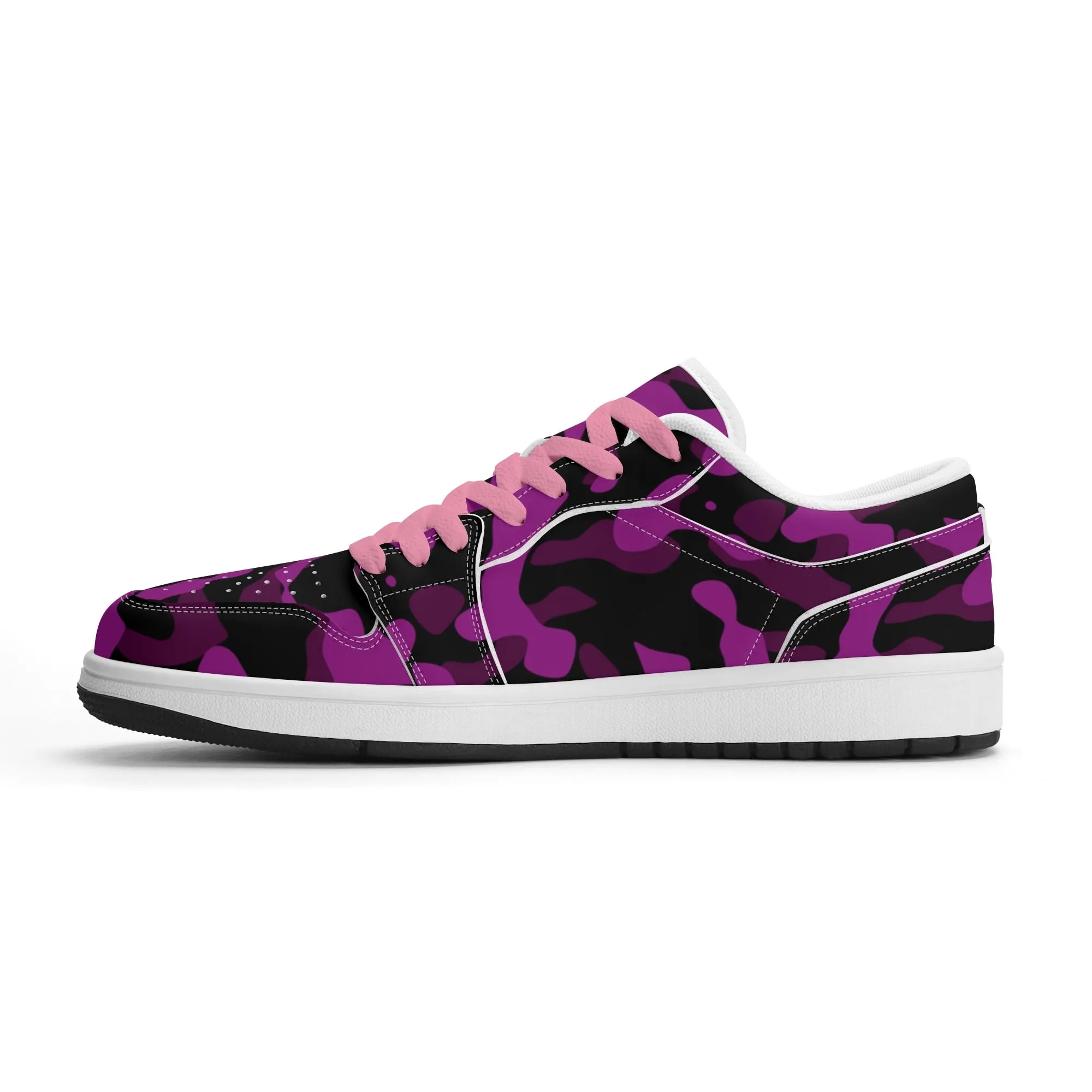 Black Pink Camouflage Low Top Leder Sneaker für Herren