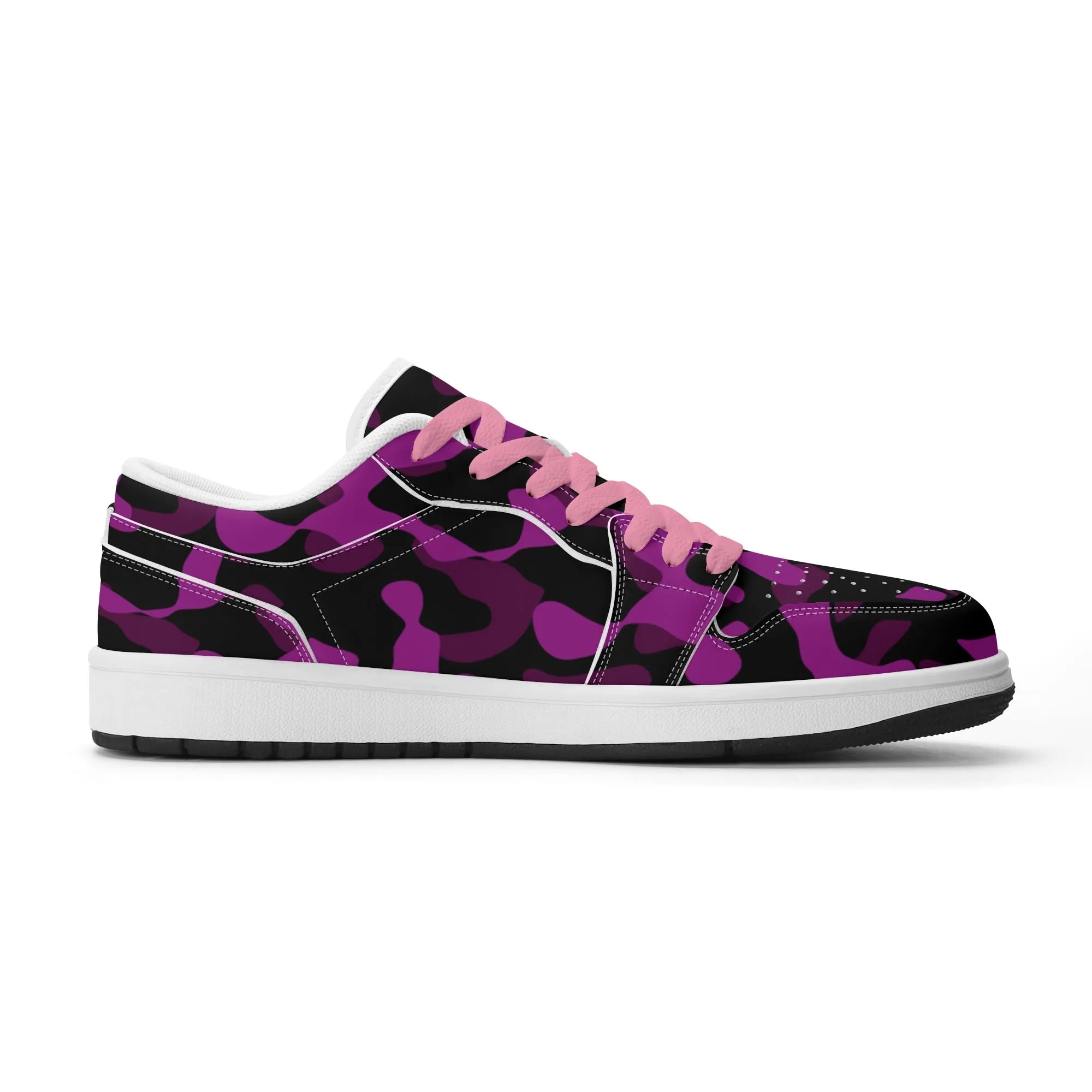 Black Pink Camouflage Low Top Leder Sneaker für Herren