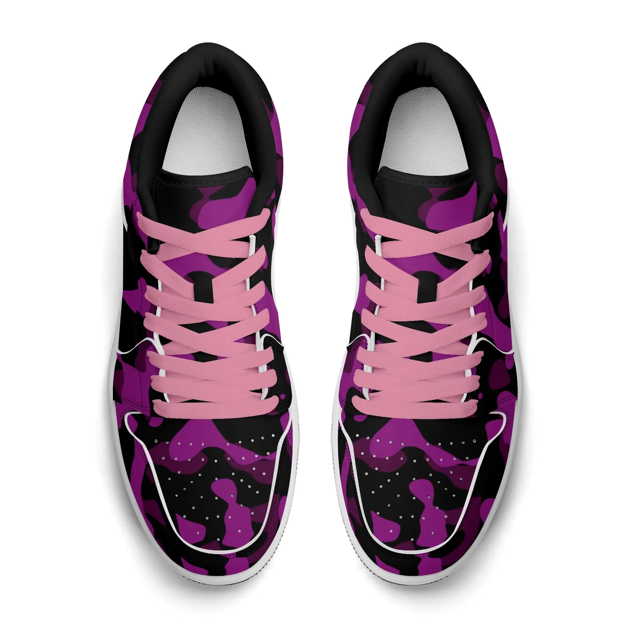 Black Pink Camouflage Low Top Leder Sneaker für Herren