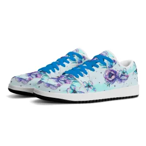 Blue Flowers Low Top Leder Sneaker für Damen