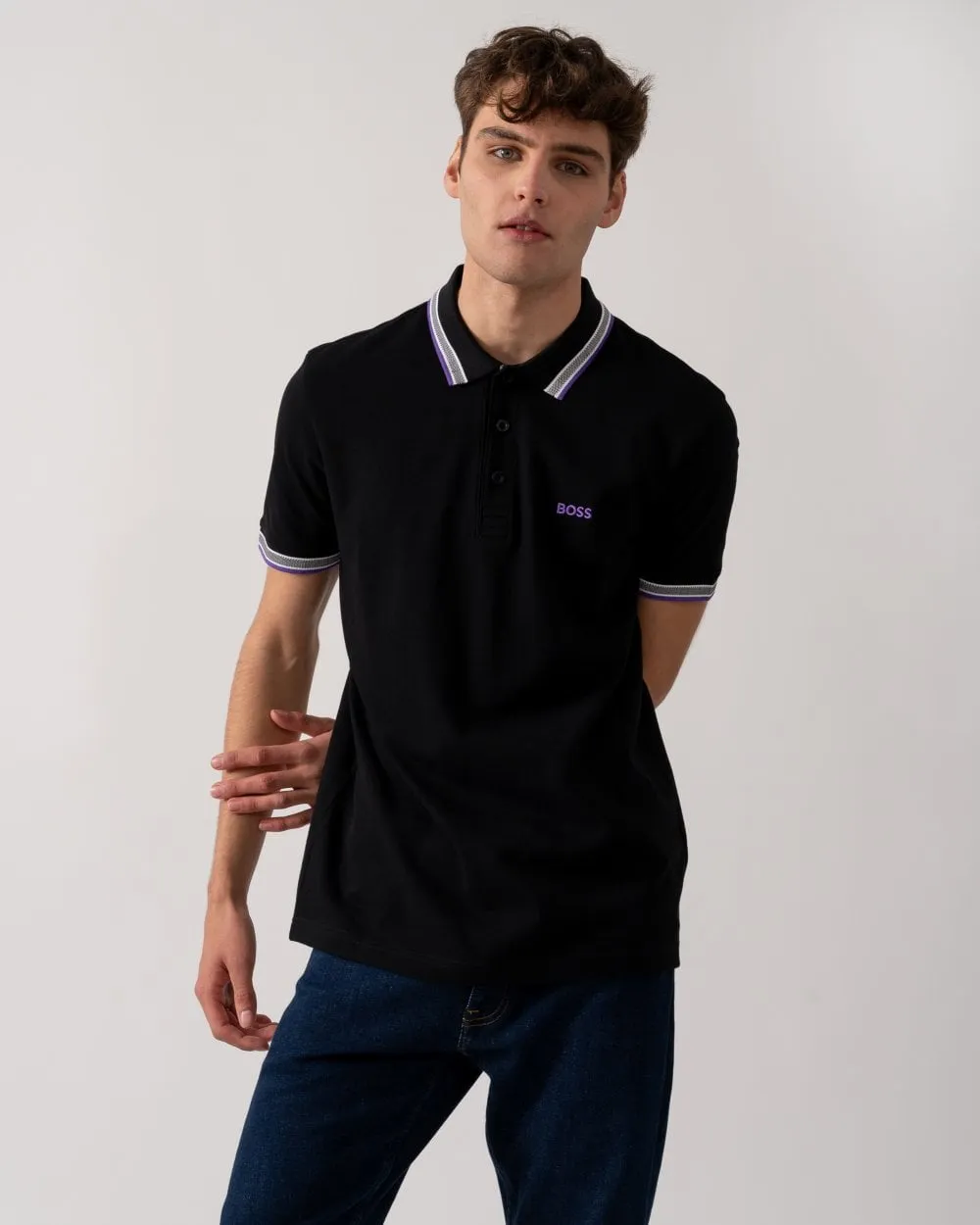 BOSS Green Paddy Mens Cotton-Piqué Polo Shirt with Contrast Logo