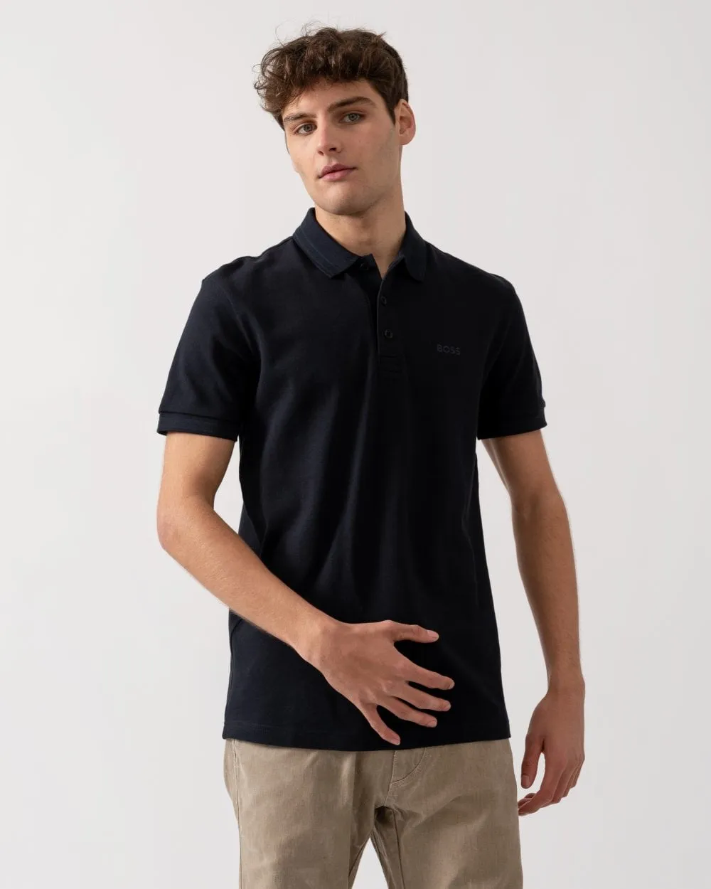BOSS Green Paddy Mens Cotton-Piqué Polo Shirt with Contrast Logo