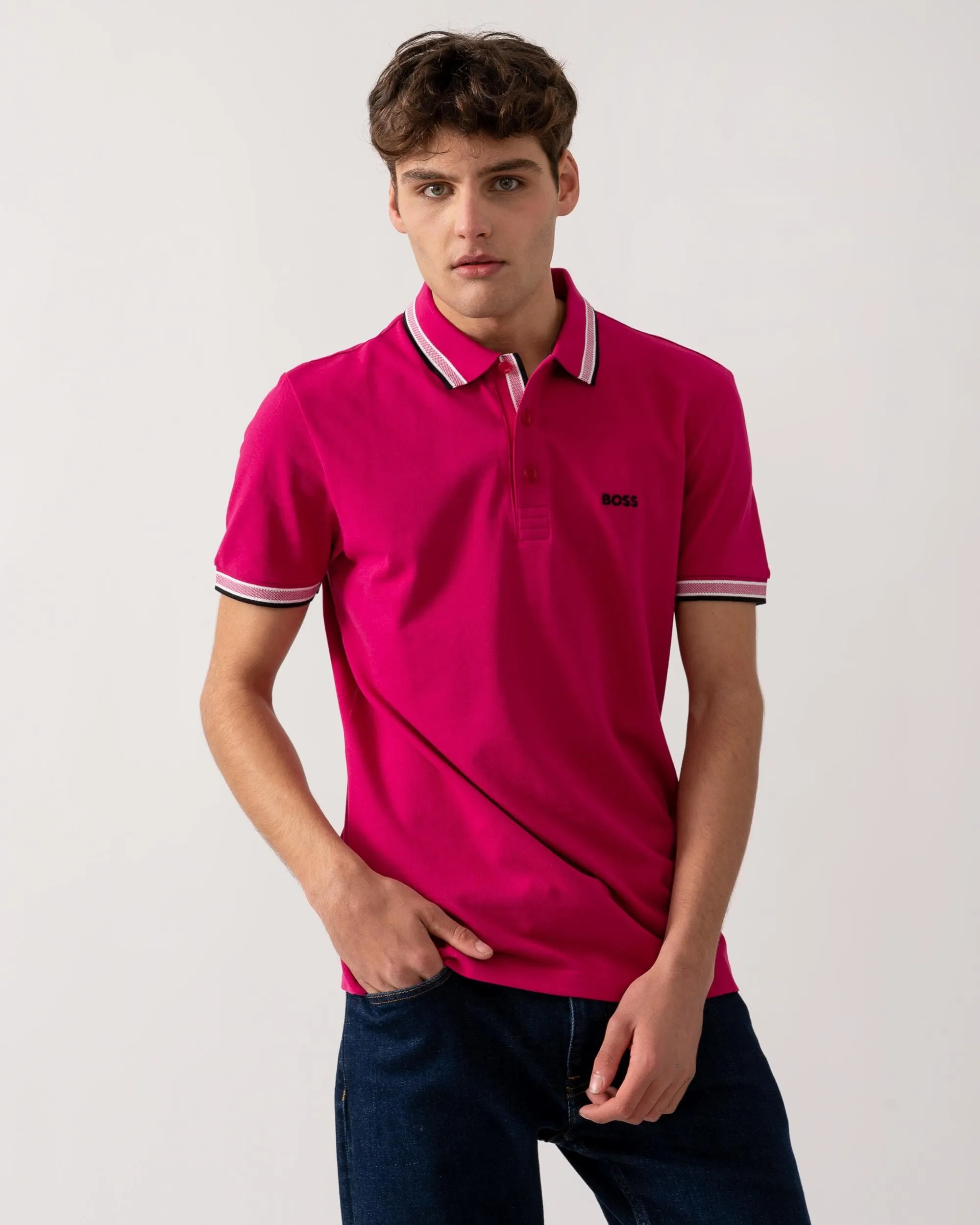 BOSS Green Paddy Mens Cotton-Piqué Polo Shirt with Contrast Logo