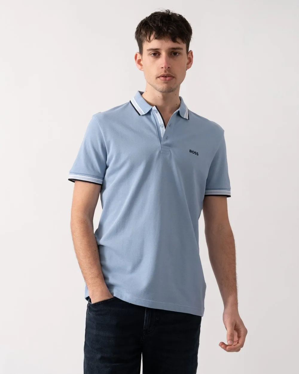 BOSS Green Paddy Mens Cotton-Piqué Polo Shirt with Contrast Logo