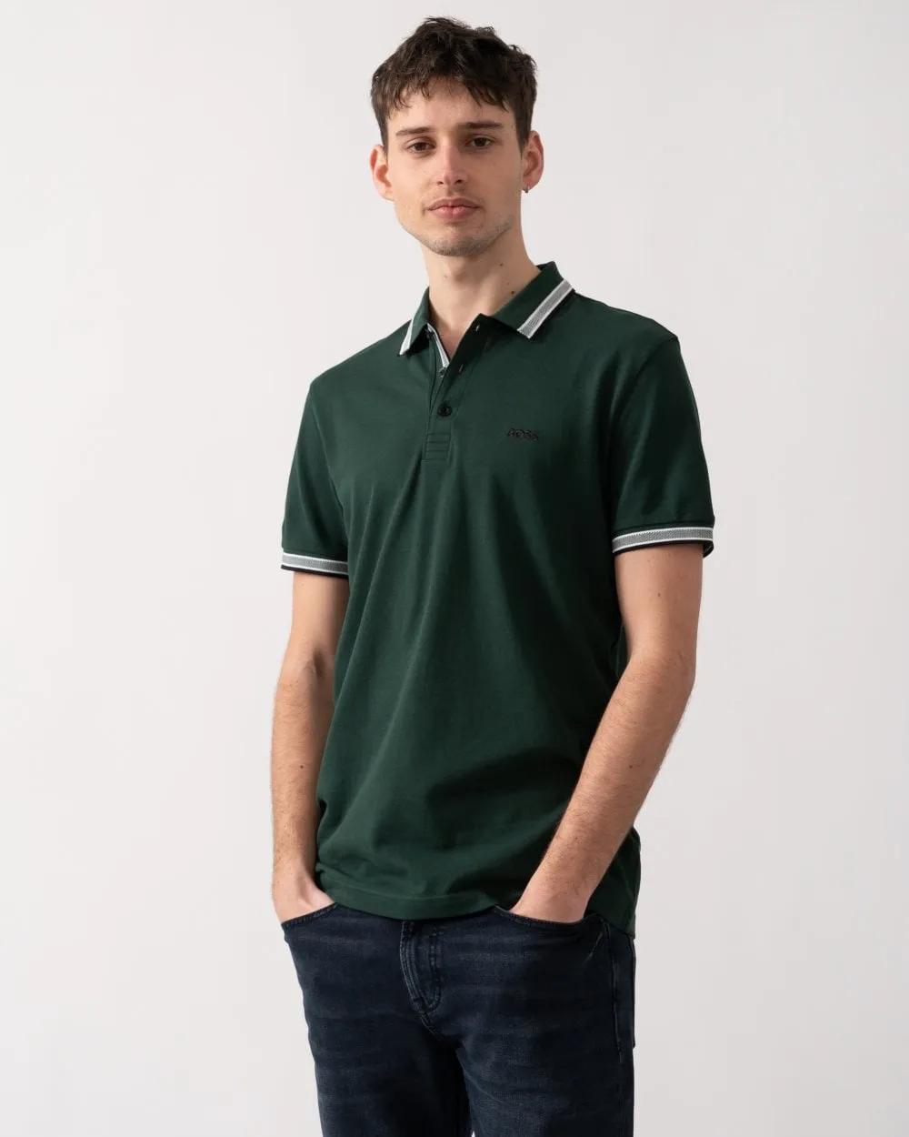 BOSS Green Paddy Mens Cotton-Piqué Polo Shirt with Contrast Logo