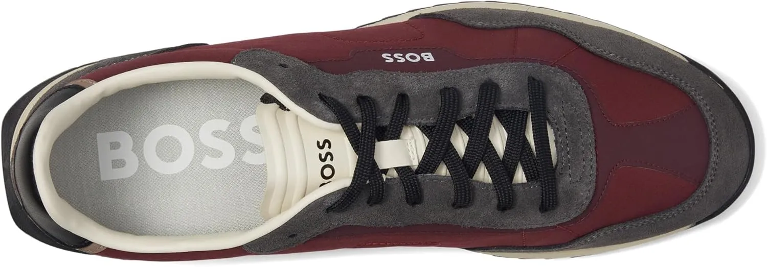BOSS Men's Zayn Low Profile Suede Leather Two Tone Sneaker