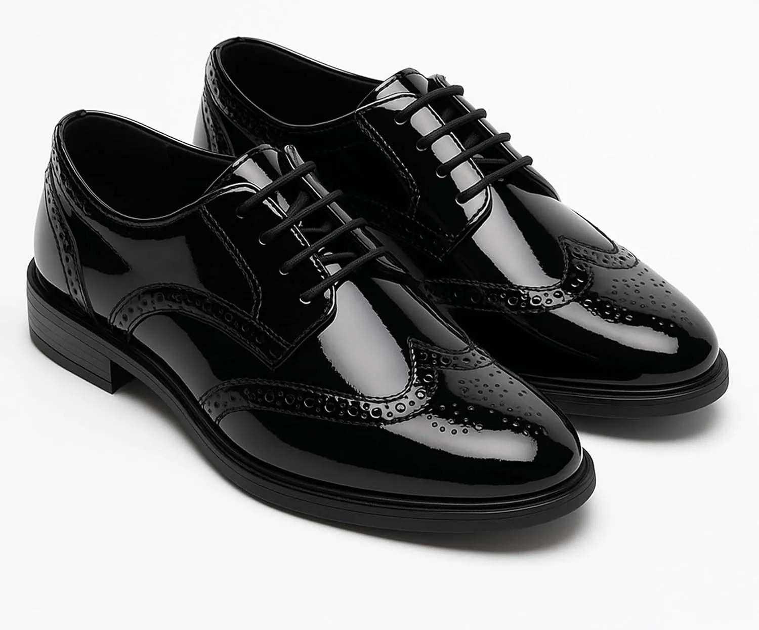 Boys’ Patent Derby Dress Shoes, Wingtip Brogue Lace-Up Wedding Prom Formal Footwear