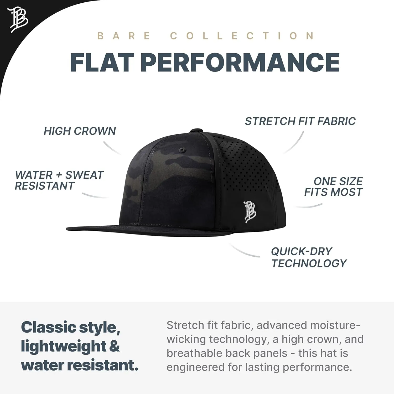 Branded Bills Pennsylvania Stealth Flat Performance, Lightweight, Comfortable Baseball Cap
