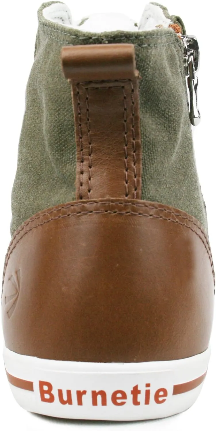 Burnetie Women's High Top Vintage Sneaker with Optional Side Zipper Closure