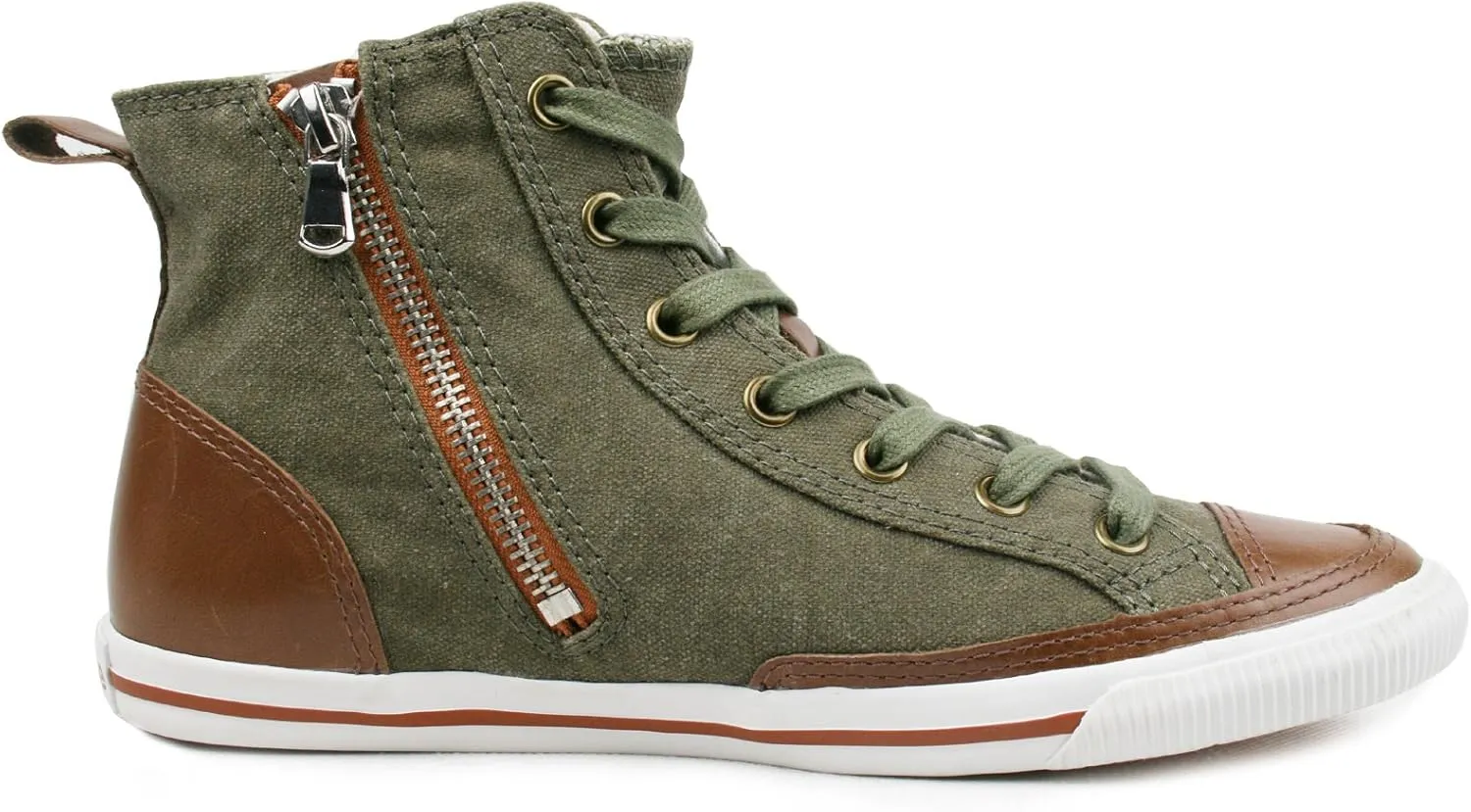 Burnetie Women's High Top Vintage Sneaker with Optional Side Zipper Closure