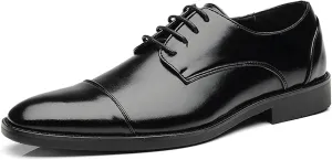 ByErz Men's Dress Shoes Oxford Leather Stylish Lace-Up Wingtip Brogues Business Casual Formal Derby Shoes