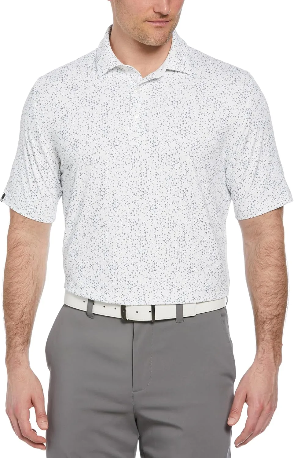 Callaway Men's Chevron Print Short Sleeve Golf Polo, Moisture-Wicking, Stretch, Lightweight Recycled Fabric