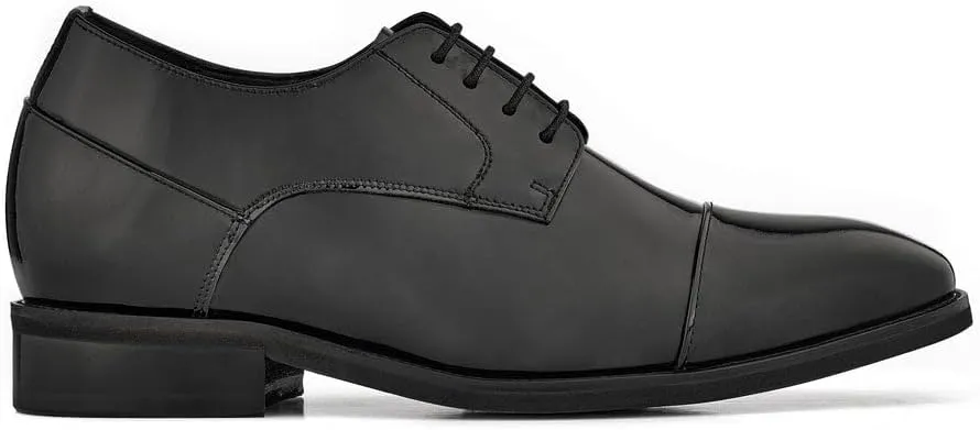 CALTO Men's Invisible Height Increasing Elevator Shoes - Black Patent Leather Lace-up Formal Dress Oxfords - 3 Inches Taller - Y3270- Size 9 D(M) US