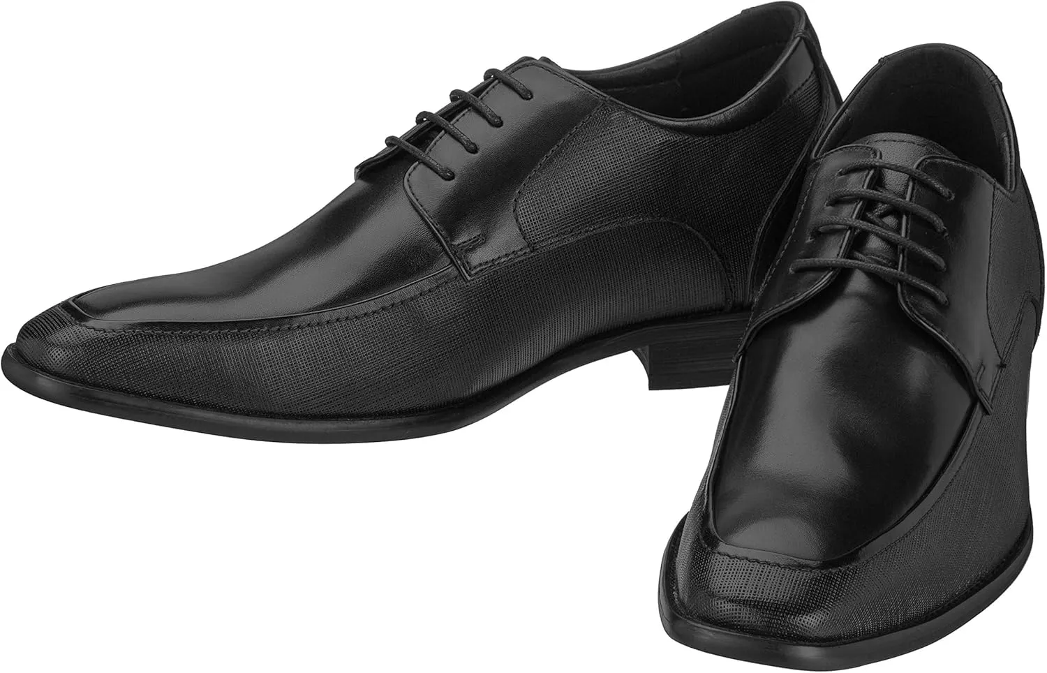 CALTO Men's Invisible Height Increasing Elevator Shoes - Black Premium Leather Lace-up Formal Derby Oxfords - 3 Inches Taller - Y5032 - Size 10 D(M) US