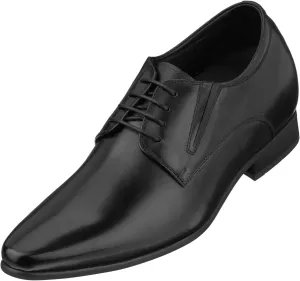 CALTO Men's Invisible Height Increasing Elevator Shoes - Black Premium Leather Lace-up Formal Derby Oxfords - 3 Inches Taller - Y5051 - Size 7.5 D(M) US