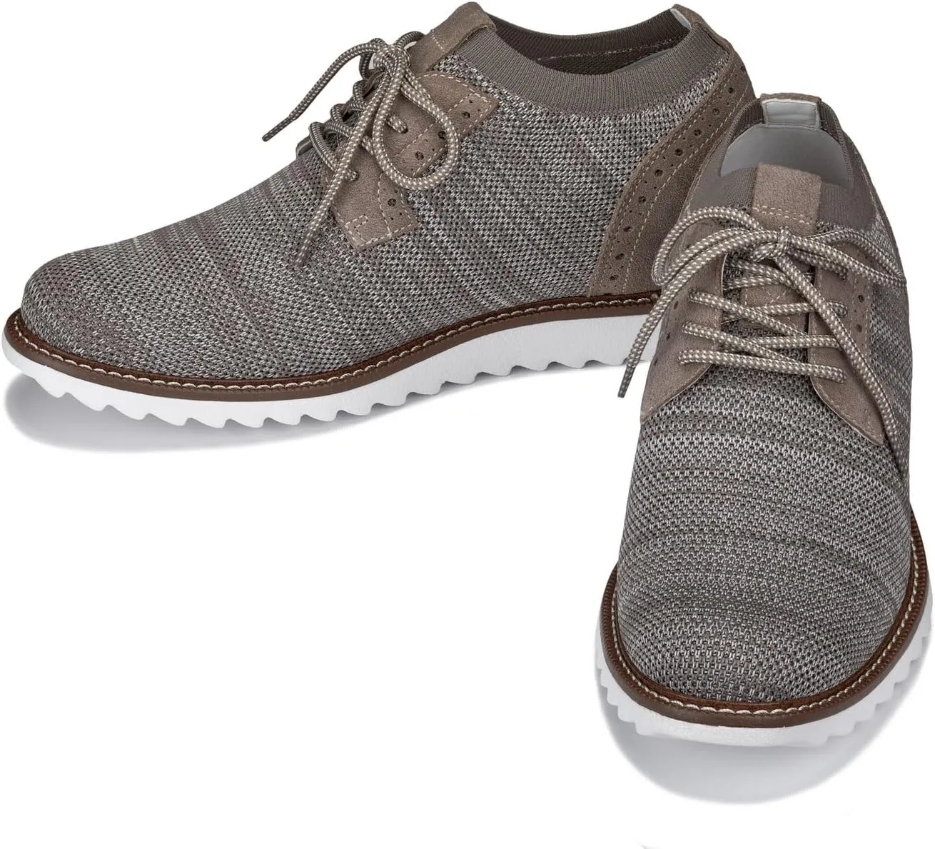 CALTO Men's Invisible Height Increasing Elevator Shoes - Camel Brown Lightweight Lace-up Casual Derby - 3.2 Inches Taller - J1506 - Size 10 D(M) US