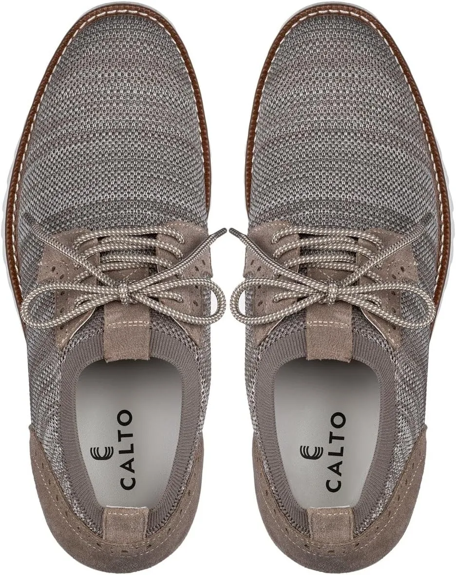 CALTO Men's Invisible Height Increasing Elevator Shoes - Camel Brown Lightweight Lace-up Casual Derby - 3.2 Inches Taller - J1506 - Size 10 D(M) US
