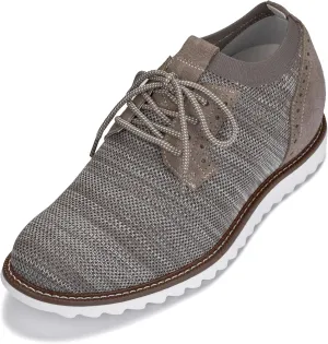 CALTO Men's Invisible Height Increasing Elevator Shoes - Camel Brown Lightweight Lace-up Casual Derby - 3.2 Inches Taller - J1506 - Size 10 D(M) US