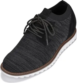 CALTO Men's Invisible Height Increasing Elevator Shoes - Charcoal Grey Lightweight Lace-up Casual Derby - 3.2 Inches Taller - J1504 - Size 9.5 D(M) US