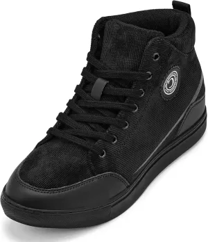 CALTO Men's Invisible Height Increasing Elevator Shoes - Onyx/Black Sole Lace-up Corduroy Ankle Top Sneak-Boot - 2.6 Inches Taller - S4130 - Size 11 D(M) US