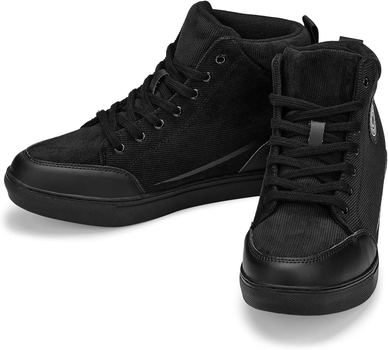 CALTO Men's Invisible Height Increasing Elevator Shoes - Onyx/Black Sole Lace-up Corduroy Ankle Top Sneak-Boot - 2.6 Inches Taller - S4130 - Size 11 D(M) US