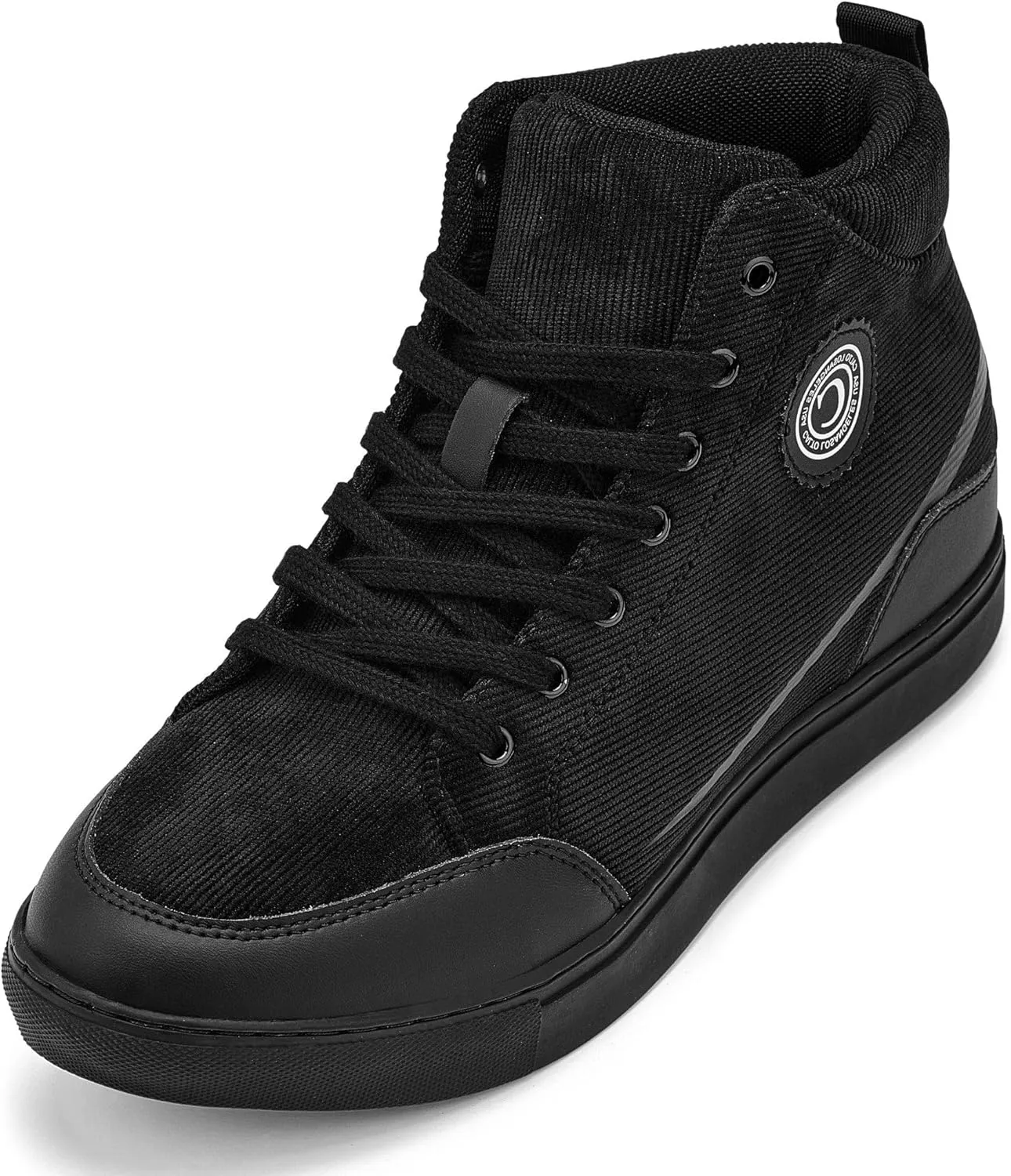 CALTO Men's Invisible Height Increasing Elevator Shoes - Onyx/Black Sole Lace-up Corduroy Ankle Top Sneak-Boot - 2.6 Inches Taller - S4130 - Size 11 D(M) US