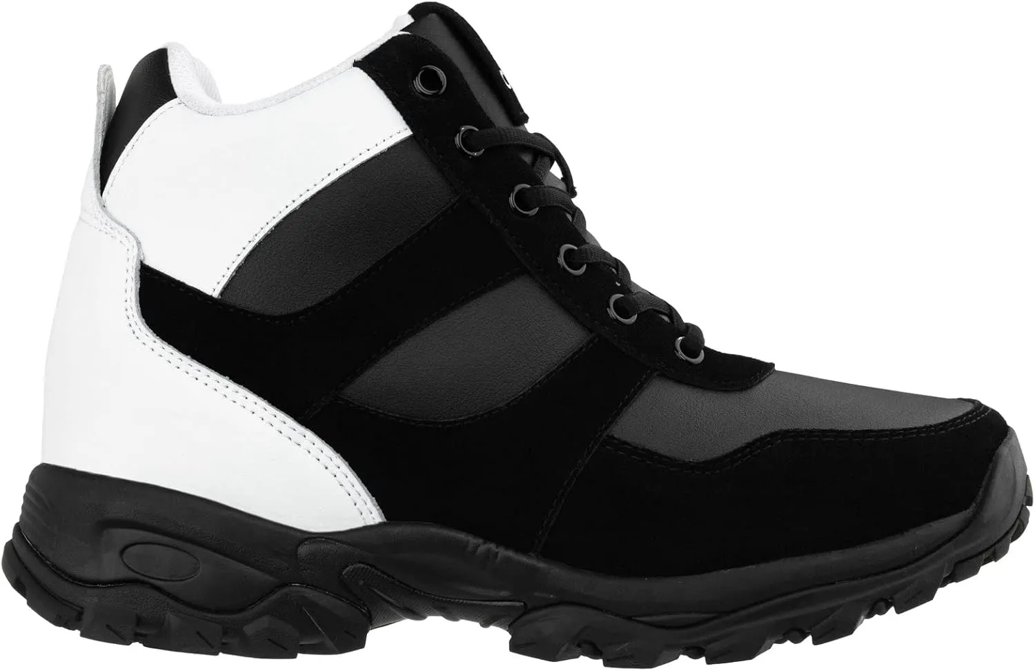 CALTO Men's Invisible Height Increasing Elevator Trainer Shoes - Black/White Lace-up Fashion High-Top Hiker Sneakers - 3.6 Inches Taller - S33510 - Size 9 D(M) US