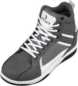 CALTO Men's Invisible Height Increasing Elevator Trainer Shoes - Grey/White Lace-up Fashion High-Top Sneakers - 3.2 Inches Taller - S3721 - Size 12 D(M) US