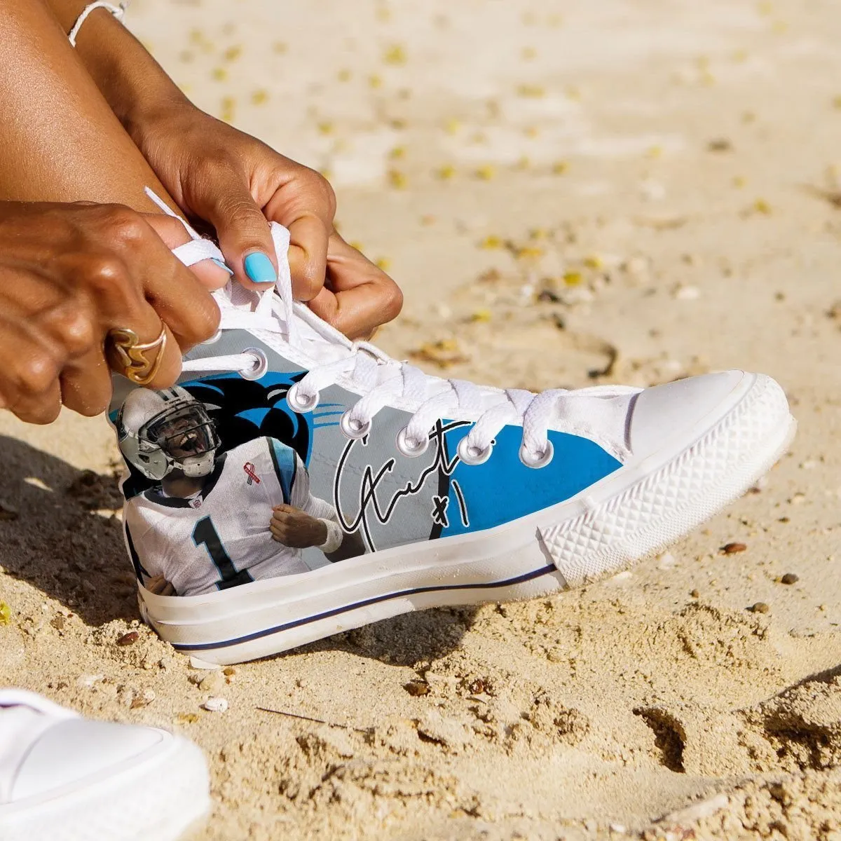 cam newton ladies high top sneakers