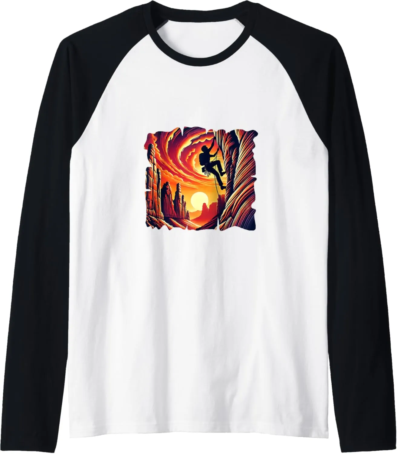 Canyon Climber - Red Rock Desert Climbing Adventure Raglan Baseball Tee