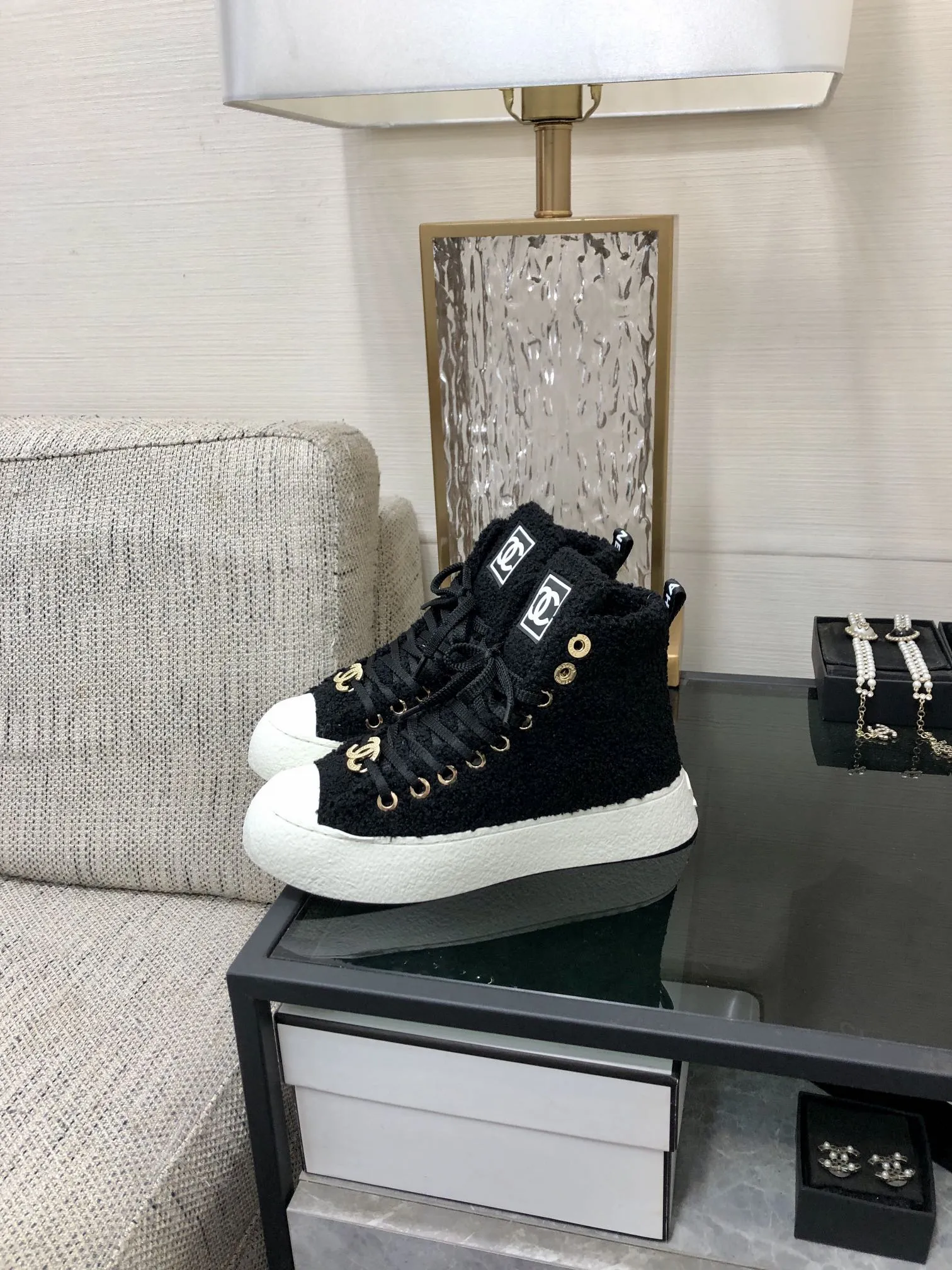 CC High Top Sneaker Black Wool