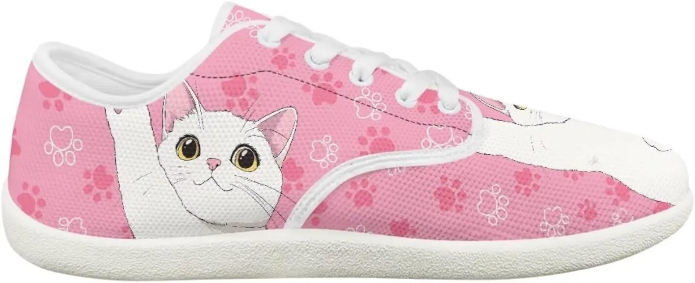 chaqlin Womens Fitness Shoes Non Slip Cat Pattern Low Top Athletic Sneaker Casual Flat Walking Running Tennis Shoe
