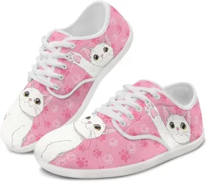 chaqlin Womens Fitness Shoes Non Slip Cat Pattern Low Top Athletic Sneaker Casual Flat Walking Running Tennis Shoe
